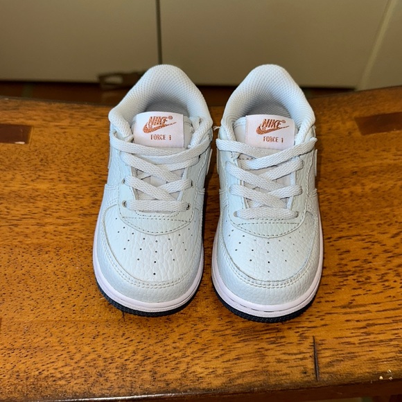 Worn once for a wedding, Nike Air Force 1s, in grey, navy sole, and silver Nike - Picture 3 of 7